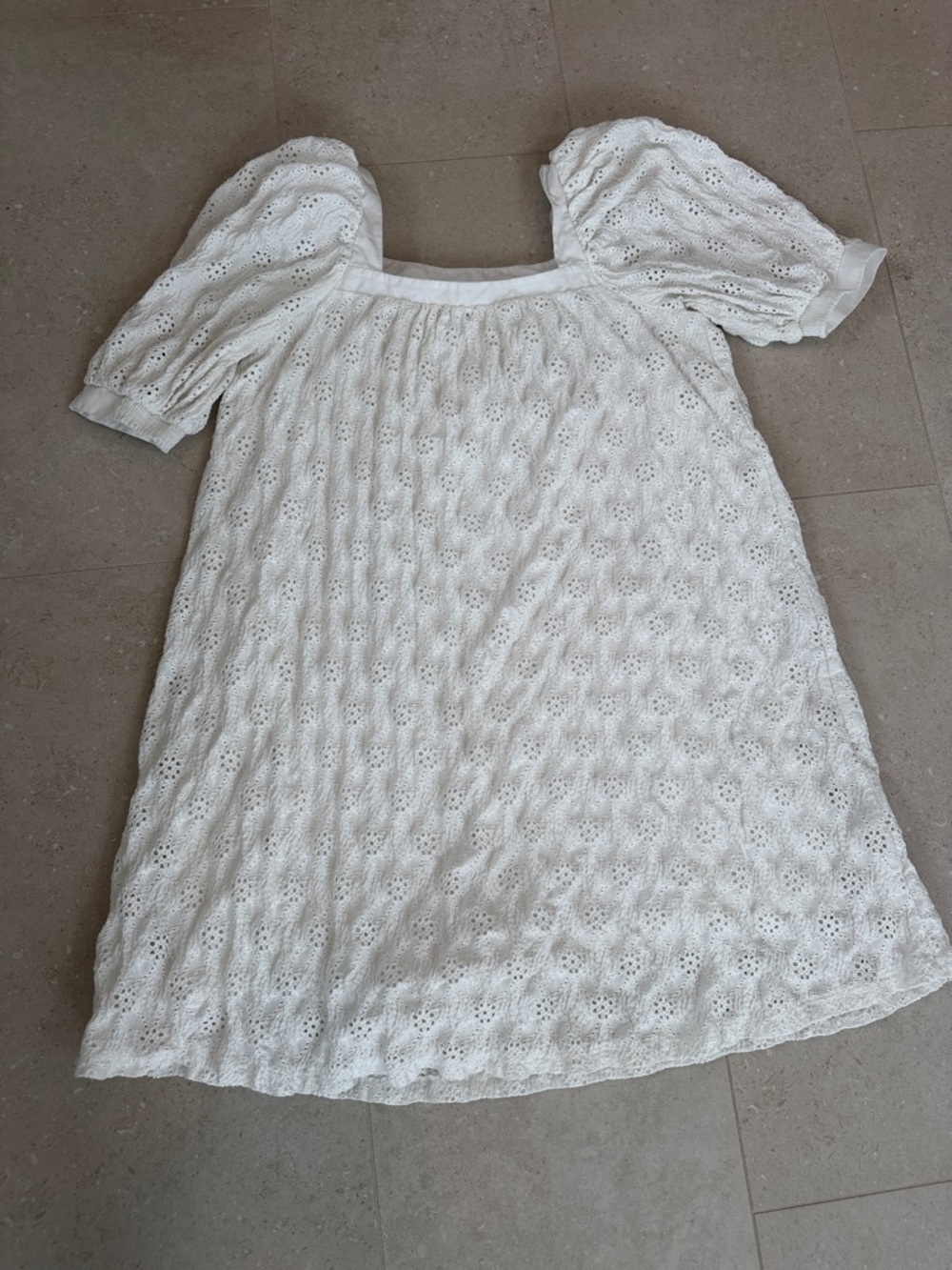 Maeve White Eyelet  Puff-Sleeve Mini Dress - Picture 4 of 4